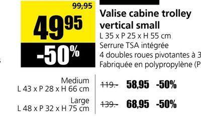 SWISSKY Valise cabine trolley vertical small Medium