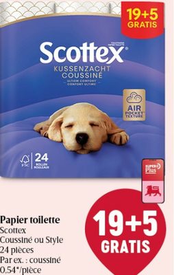 Papier toilette Scottex Coussine ou Style 24 pièces