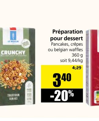 Préparation pour dessert Pancakes, crêpes ou belgian waffles