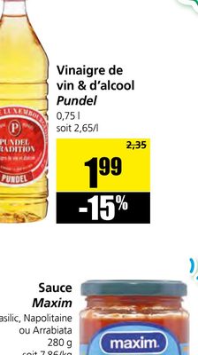 Vinaigre de vin & d'alcool Pundel