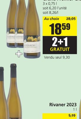 Auxerrois 2023 ou Pinot Blanc 2022 Coteaux de Wormeldange Grand Premier Cru