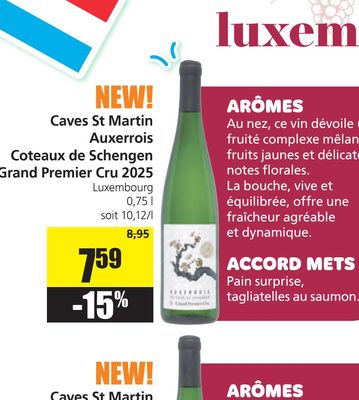 Caves St Martin Auxerrois Coteaux de Schengen Grand Premier Cru 2025