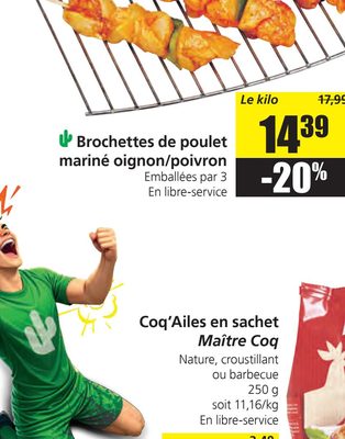 Brochettes de poulet mariné oignon/poivron
