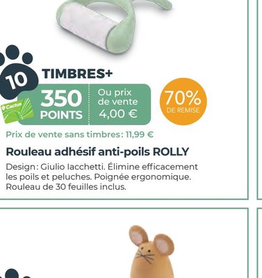 Rouleau adhésif anti-poils ROLLY