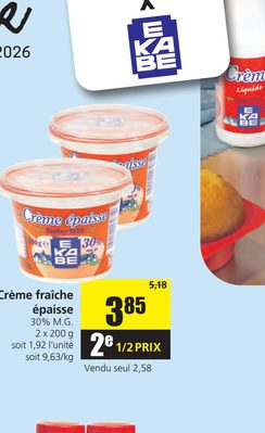 Crème fraîche épaisse 30% M.G.