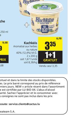 Kachkéis Aromatisé aux herbes ou nature 40% M.G.