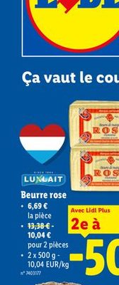 Beurre rosé Lumlait