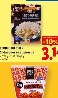 TOQUE DU CHEF St-Jacques aux poireaux