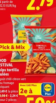 Chips tortilla roulées