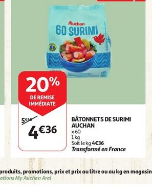Bâtonnets de surimi Auchan
