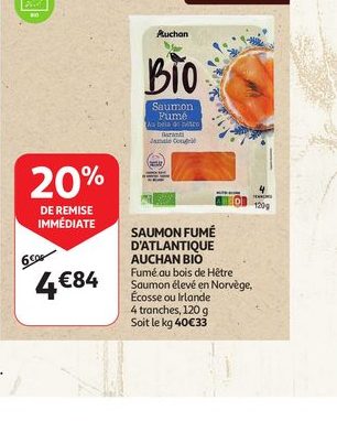 Saumon fumé d'Atlantique Auchan Bio