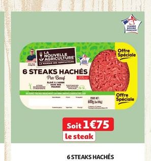 6 STEAKS HACHÉS PUR BOEUF LA NOUVELLE AGRICULTURE