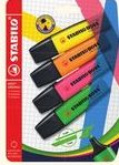 Lot de 4 surligneurs Stabilo couleurs jaune vert rose bleu